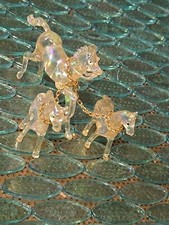 Vintage Clear Horse Family Mare Foal Mom Babies Lucite?  Plastic ? Figurine