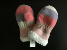 NWT GAP Pink Stripes Pro Fleece Sparkle Mittens Gloves NEW Baby XS 12-24 months