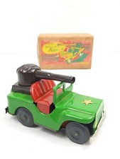 VINTAGE 1950'S CRAGSTAN BAZOOKA JEEP TIN ARMY FRICTION TOY w/ORIGINAL BOX JAPAN