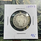 1897-S Silver Barber Quarter Better Date Coin