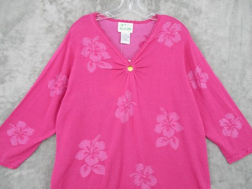 Quacker Factory Sweater 1X Tropical Silk Blend Floral Beaded Art to Wear Knit - Picture 3 of 11