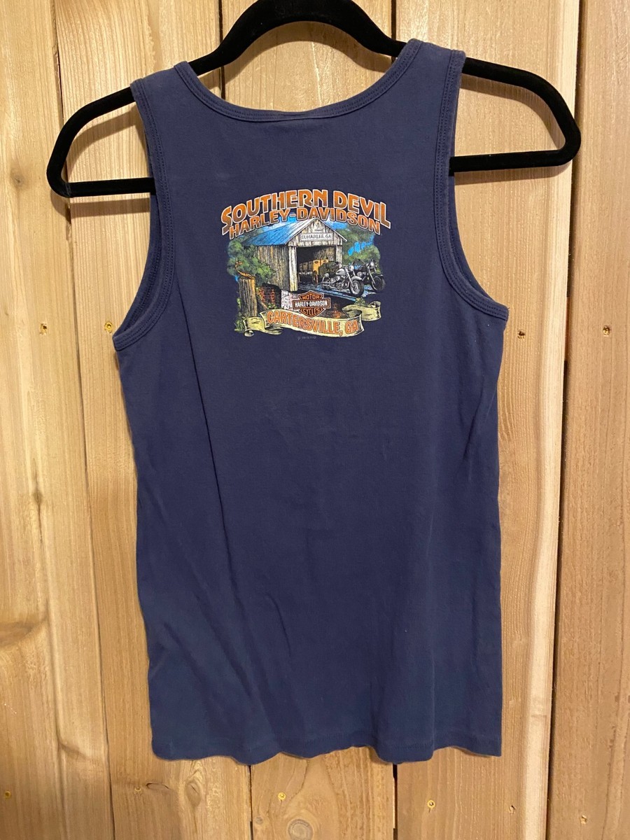 USA製 Harley-Davidson sleeveless Harley-Davidson® Men's Lightning Crest Sleeveless Cotton Muscle