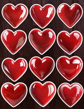 Shiny Red Heart Die Cut Vinyl Stickers Set Scrapbooking Laptop Water Bottle