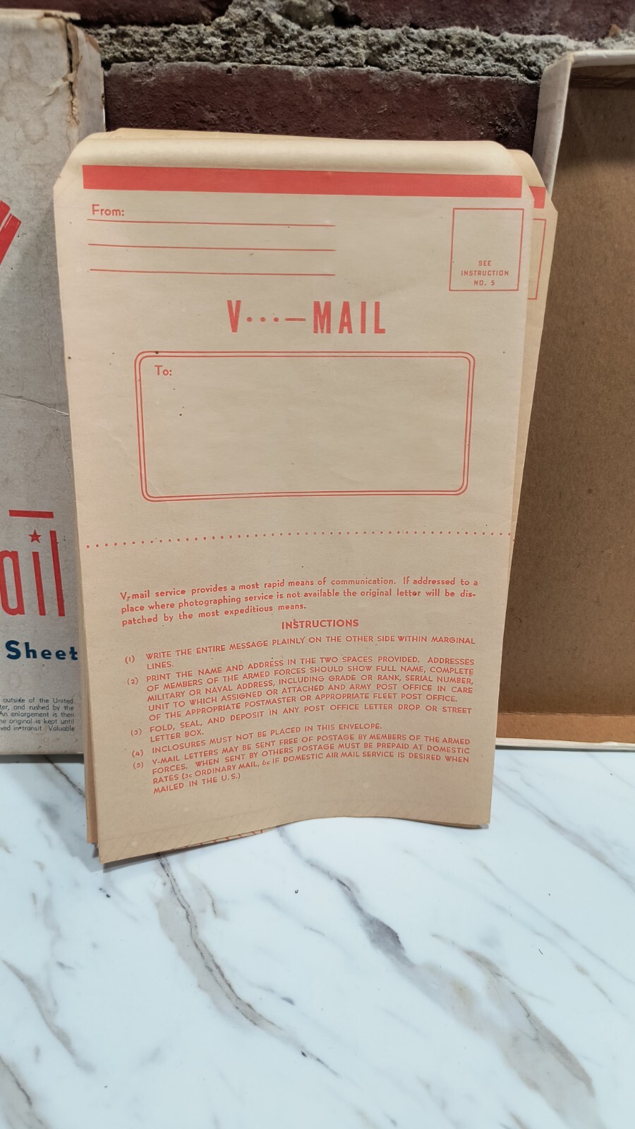 Box Vintage U.S. Official Victory Correspondence Paper Air Mail V-Mail ...