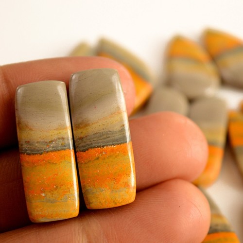 8 Pair 208 Cts Natural Bumble Bee Jasper Gemstone Pairs Lot 31x11-22x11mm#13430 - Picture 2 of 8