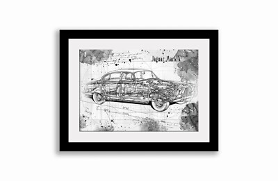 Line Tech Zeichnung Jaguar Mark X Cutaway Kunst Poster Druck