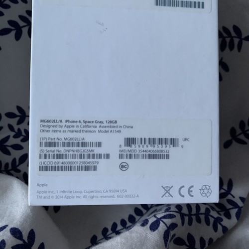 Original Empty Box Apple iPhone 6 128GB Space Gray Empty Box Only No Accessories - Zdjęcie 6 z 7