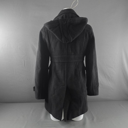 Nine West Womens Peacoat 6 Black Wool Blend Hooded Retro Preppy Mod Academia - Picture 5 of 11