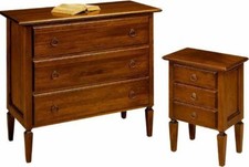 GRUPPO 1 COMO SPILLO IN LEGNO E 2 COMODINI IN LEGNO NOCE ARTE POVERA