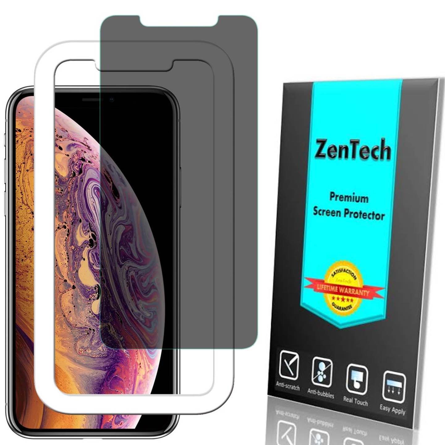 Privacy Anti-Spy Tempered Glass Screen Protector For iPhone XS Max +Install Tray