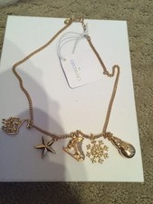 4a J Crew Crewcuts Gold Plated Winter Charm Necklace Ski Theme Nwt