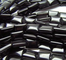 16" Strand BLACK ONYX 13x18mm Rectangle Beads