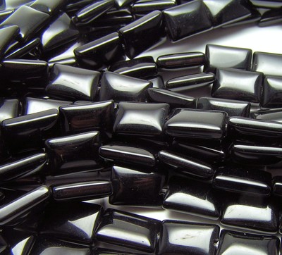 16'' Strand BLACK ONYX 13x18mm Rectangle Beads