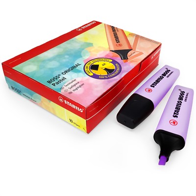 STABILO Boss Original Pastell Textmarker Marker Stifte Pack 10 Lila Haze
