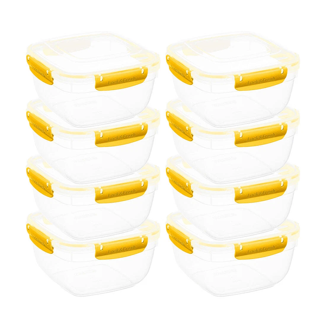 Superio Plastic Food Storage Containers, Airtight Lids, 13 oz., Yellow, 8 pack