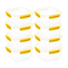 Superio Plastic Food Storage Containers, Airtight Lids, 13 oz., Yellow, 8 pack