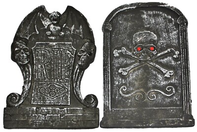 Set of 2 x 14.5''Halloween Foam Tombstones, Props, Yard Decorations, Graveyard 