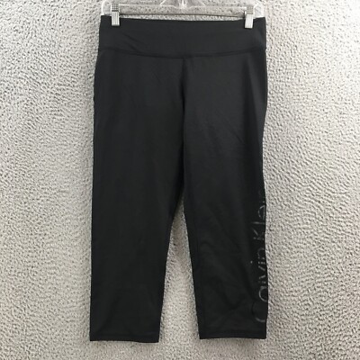 Calvin Klein Capri Leggings Womens L (actual 29x20) Black Low Rise Elastic Waist