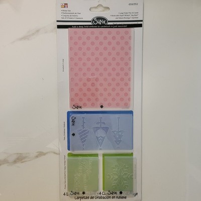 Ellison Vintage WINTER SET of 4 Embossing Folders Phrases Trees Snow #656352