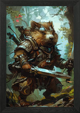 Gepanzerter Biberkrieger im Wald gerahmtes Wandbild Poster Leinwanddruck Bild