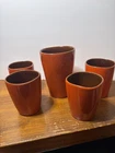 Frankoma Pottery Cups Orange Tumbler Lot 5 No Handles Vintage 3 1/4 And 5 Inch