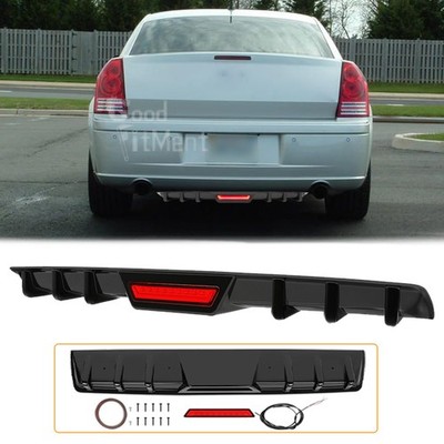 For Chrysler 300 C Glossy Rear Bumper Diffuser Spoiler Lip With Led Break Light