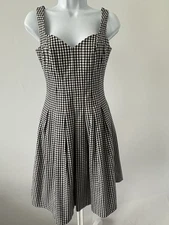 White House Black Market Gingham  A Line Party Cocktail Dress Sz 0 (b48)