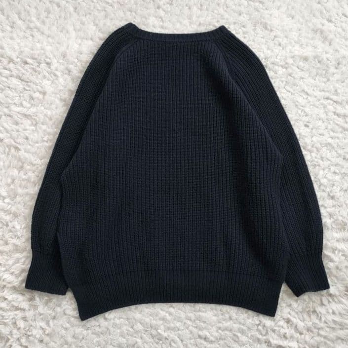 FRAMeWORK Rib Raglan Knit Pullover Navy One Size … - image 1