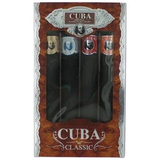 Cuba Classic by Cuba, 4 Piece Gift Set men with Orange, Red, Blue & Gold
