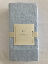 NWT Pottery Barn Baby Belgian Flax Linen Light Blue Crib Skirt