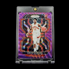 David Johnson RC - 2021-22 NBA Panini Purple Wave Holo Prizm Rookie Card SP #278. rookie card picture