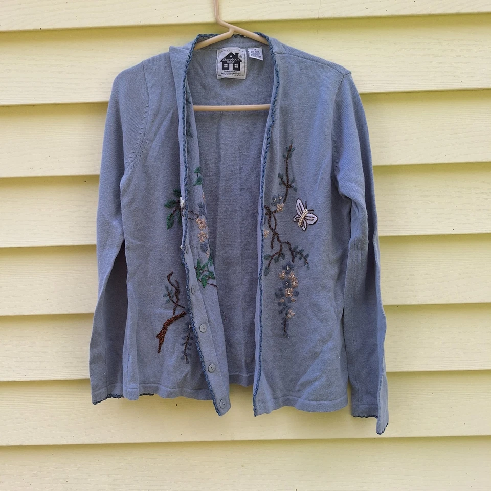 Suéter Tejido Libro de Cuentos M Cárdigan Mariposa Grannycore Floral Bloomcore Y2K Foto 2 de 4