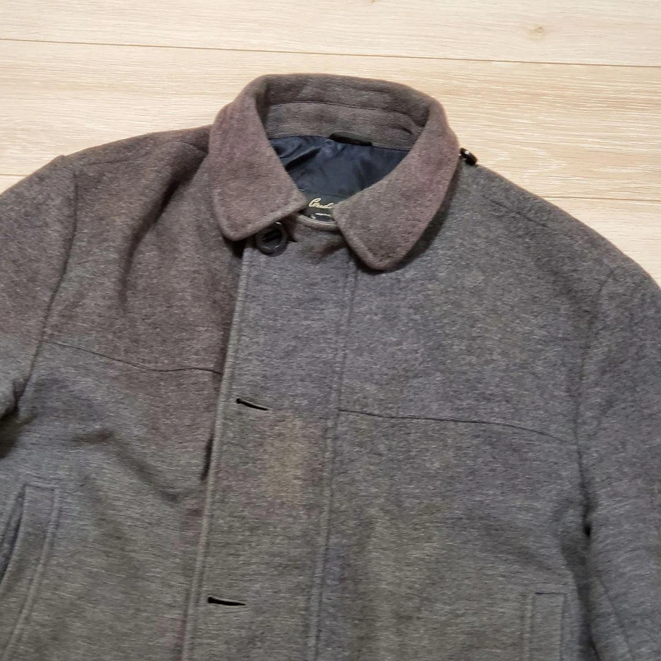 CORNELIANI Cashmere Coat Gray Men's 56 Italy Made Hooded - Image 4 of 4