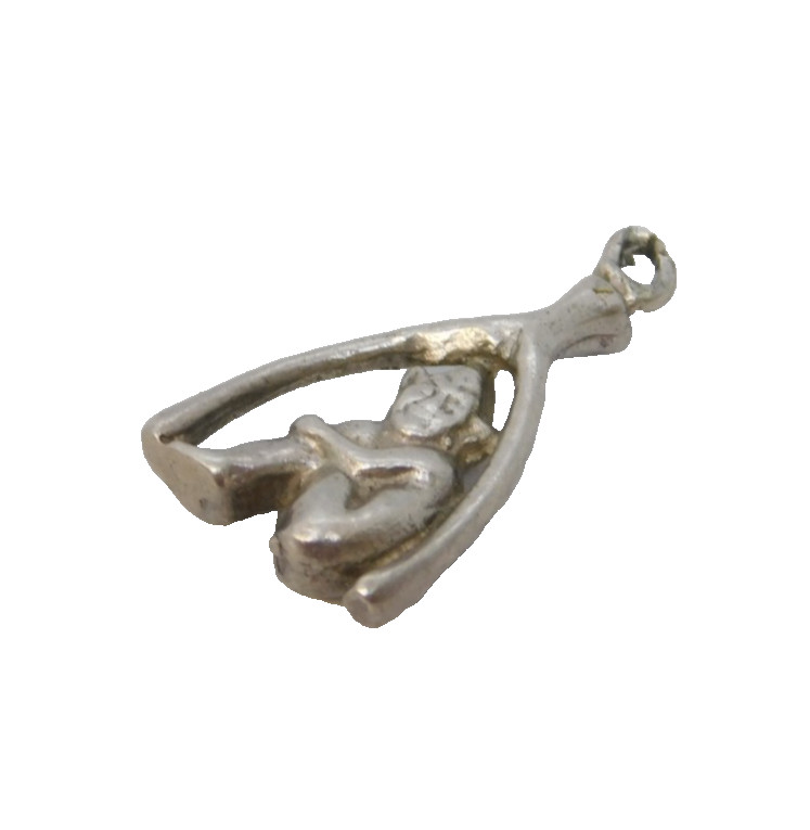 Sterling Silver Cornish Pixie Wishbone Charm Pend… - image 1