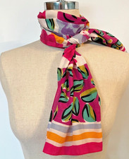 Echo Brand- Floral  Stripe Oblong Cotton  Silk Scarf- Signed