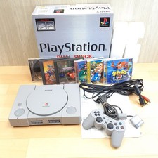 Playstation 1 PS1 console in box 6 games CRASH S. Robot Wars CIB S/N Match Japan