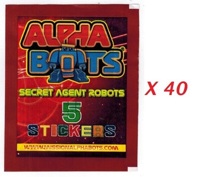 Alpha Bots Secret Agent Robots Lot 40 Packs Stickers Edibas