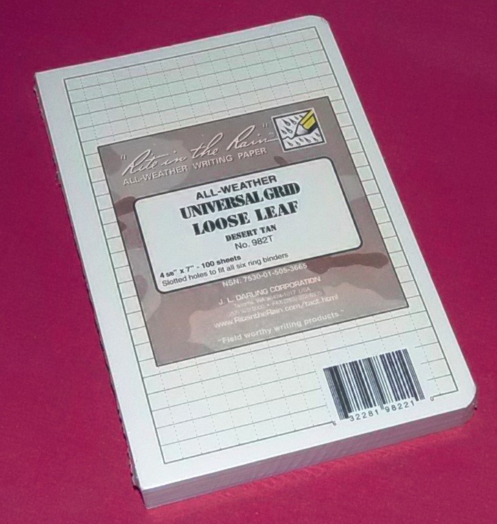 Rite In The Rain Loose Leaf All-Weather Universal Desert Tan 100 Sheets 982T NIP