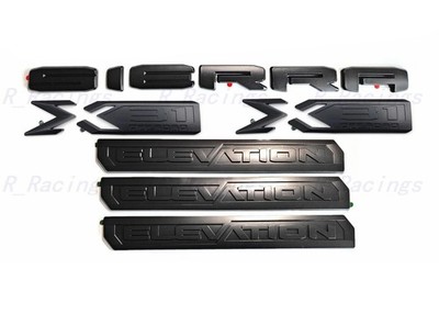 6pc matte black front rear overlay emblem badge for 19-24 sierra elevation