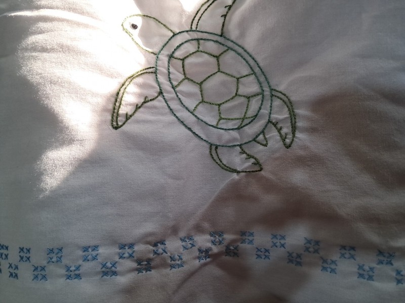 Finished Embroidery Hand Towel 17x28 White