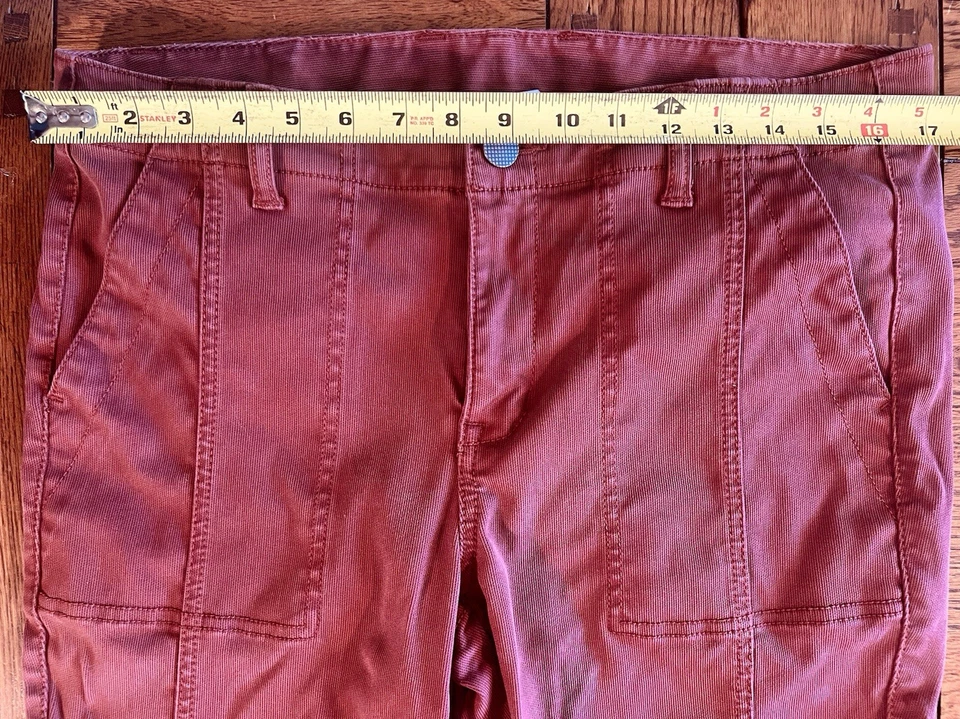 Cabi Rust Red Ribbed Utility Cargo Pants Tapered Leg Womens 12 Hike Workwear - Image 4 of 4
