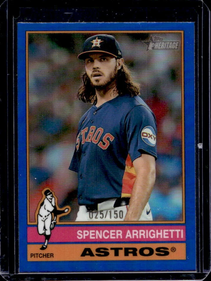 2025 Topps Heritage Spencer Arrighetti Chrome Blue Refractor #/150 Astros