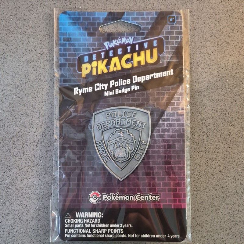 Pokémon Center Detective Pikachu Pikachu Ryme City Police Dept Badge Pin