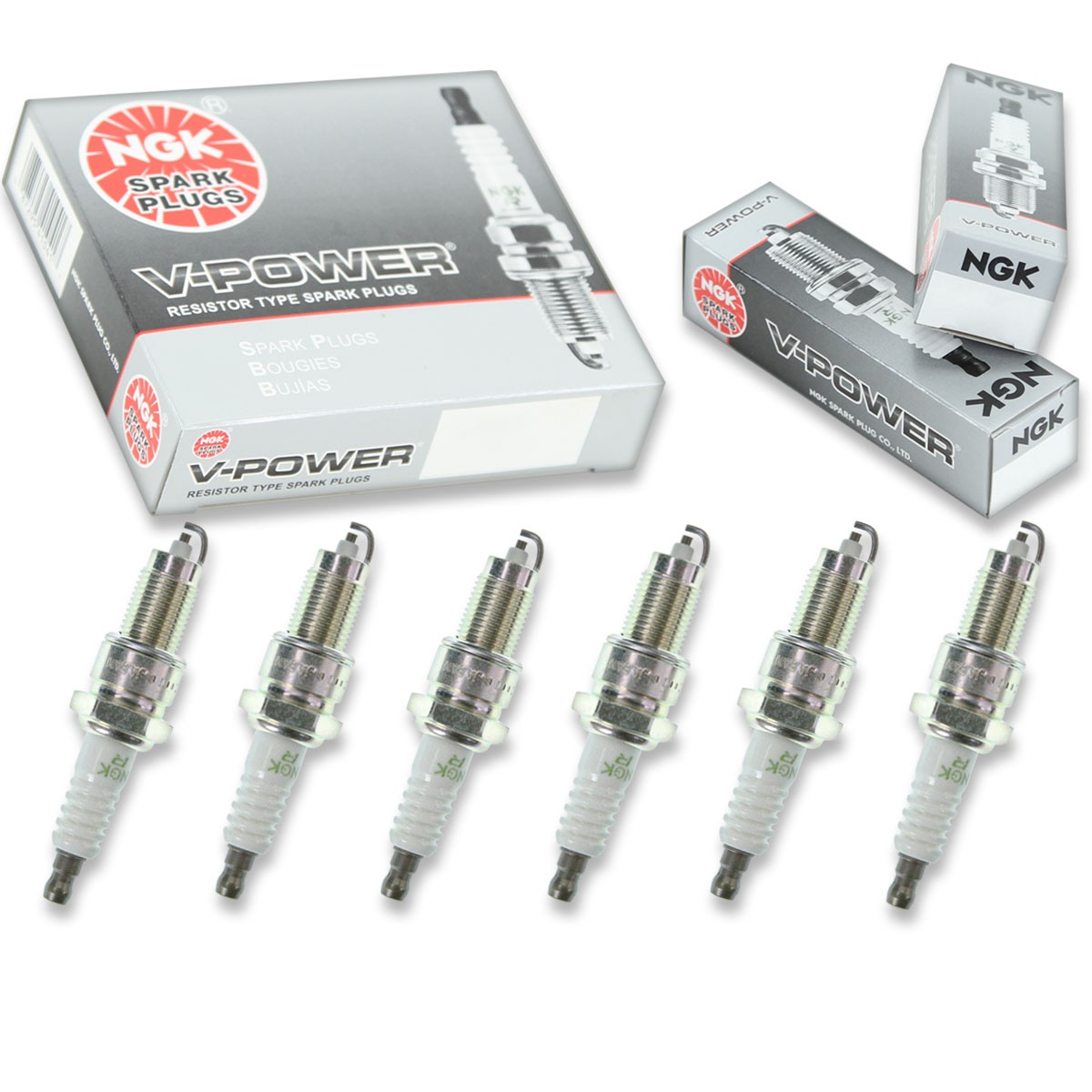 6 pcs NGK V-Power Spark Plugs for 1978-1980 Jeep CJ5 4.2L 3.8L L6 - Engine no