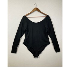 H M Basics Black Long Sleeve Scoop Neck Bodysuit Women's XL