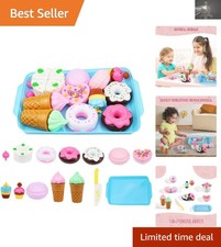 Fun 15 PCS Play Food Set - Ice Cream, Cake  Donut Toys for Imaginative Play