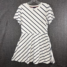 Tommy Hilfiger Fit & Flare T-Shirt Dress Preppy Nautical Core White & Blue Sz XL