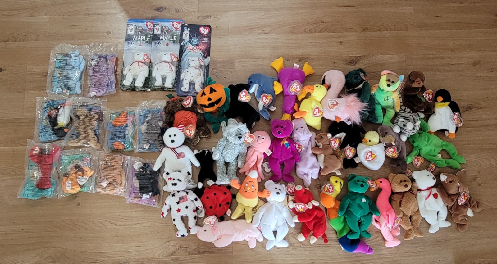 Ty 48 Piece Lot: Beanie Babies, Teenie Beanies, Bears Millennium Valentino Glory