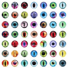 100Pcs 6mm Glass Dragon Eyes Flatback Doll Eyes, Green Red Blue Mixed