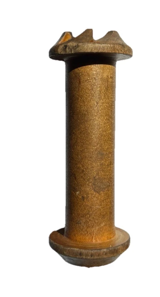 VTF Wooden Yarn Spool Spindle Textile Industrial Decor Primitive Farmhouse 4" - Image 2 of 4